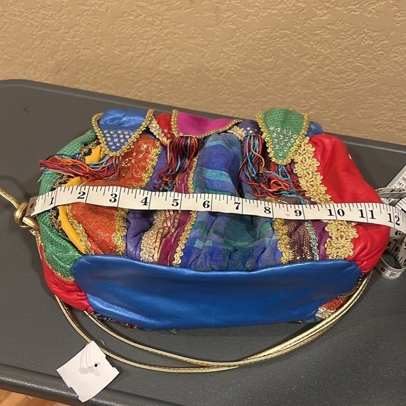 Rita Diana for Mylinka colorful leather sequin vintage scrunch purse bucket boho - Picture 15 of 16